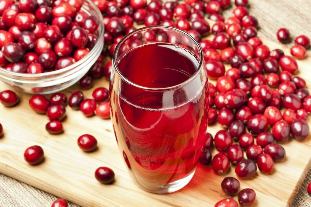 Glass of cranberry juice